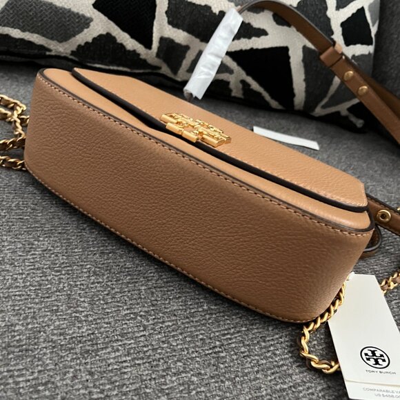 NWT Tory Burch Britten Tan Leather Convertible Flap Crossbody Shoulder Bag138772 - Picture 3 of 7
